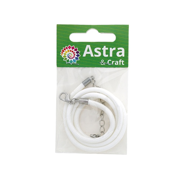 4AR345 Шнур с замком плетеный, 3мм, 43см (белый)