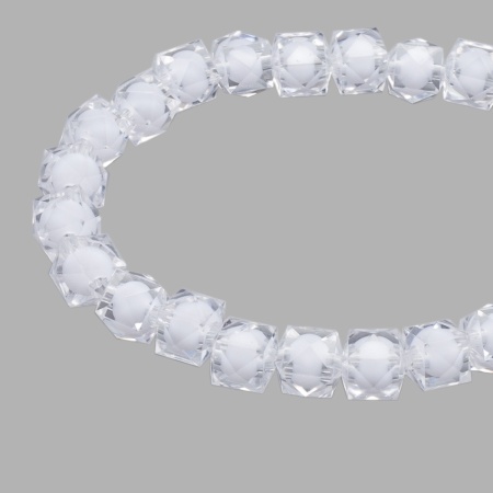 Бусины пластиковые, акрил, в цвете с белой сердцевиной, граненый куб, 10мм, 500гр, Astra&Craft (прозрачный)