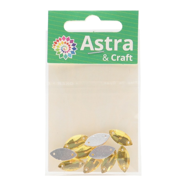 МИ002НН715 Хрустальные стразы миндаль желтый (без покрытия) 7*15мм, 10шт/упак Astra&Craft