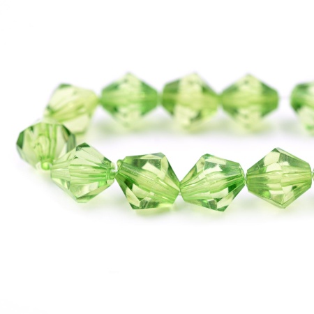2018 Бусины пластиковые, акрил, прозрач. в цвете, граненый биконус, 10мм, 25гр, Astra&Craft (57 зеленый)