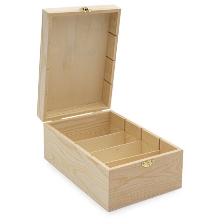 LYE015989 Шкатулка деревянная с четырьмя отсеками (сосна/фанера из тополя), 24*17*11см