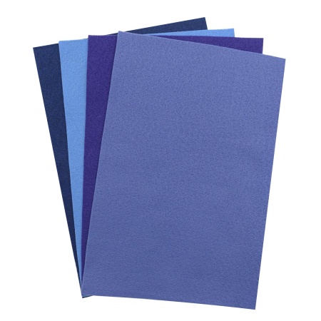 Фетр листовой мягкий ассорти, 1.0мм, 20х30см, 4шт/упак, Astra&Craft (4 синий,голубой,фиолетовый,джинсовый)