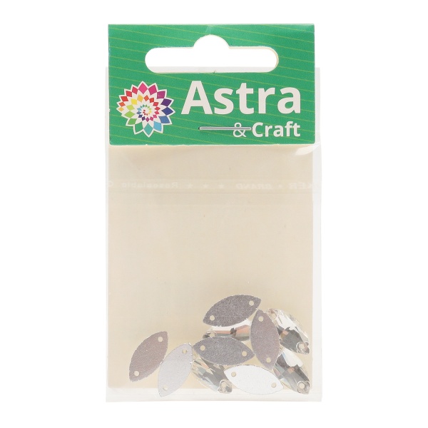 МИ001НН715 Хрустальные стразы миндаль белый(без покрытия) 7*15мм, 10шт/упак Astra&Craft