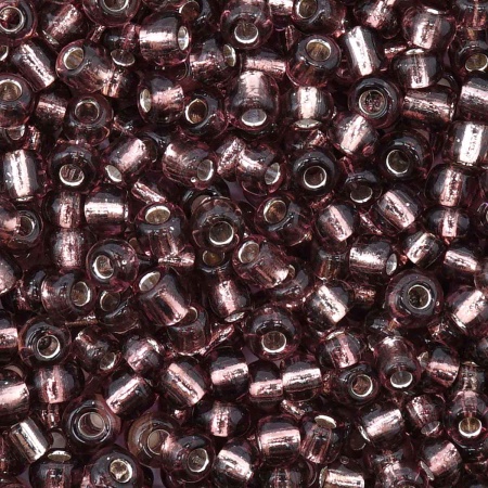 Бисер, (стекло), 11/0, упак./20 гр., Astra&Craft (56 грязно-сирен./прозр.серебрис.центр(круг.отв.))