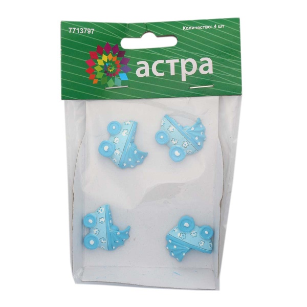 LR15-4628 Декор для рукоделия 'Коляска', голубой, 4 шт/упак