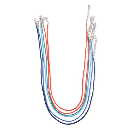 Набор вощенных шнуров с карабином для кулонов и подвесок 45см d-2мм 6шт