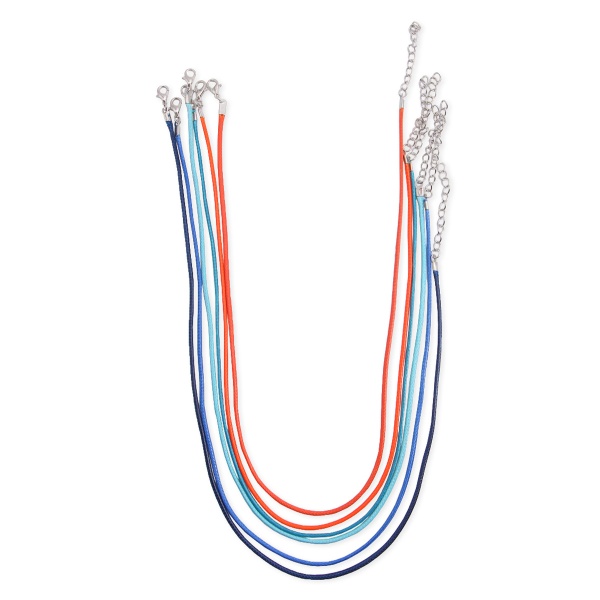 Набор вощенных шнуров с карабином для кулонов и подвесок 45см d-2мм 6шт