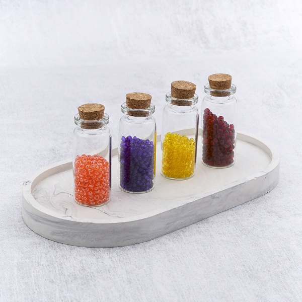 Баночки стеклянные с пробкой 2,2*5,0 см, 10 мл, 4 шт/упак