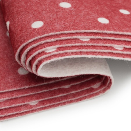 Фетр листовой мягкий с рисунком 'Горох', 1.0мм, 20х30см, 5 шт/упак, Astra&Craft (AF804/YF602 темно-красный)