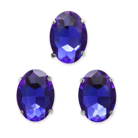 ОЦ011НН1318 Хрустальные стразы в цапах овальной формы, сапфир 13х18 мм, 3 шт.