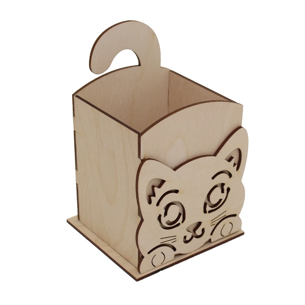 L-675 Деревянная заготовка подставка под карандаши 'Котенок' 9,5*8*15 см, Astra&Craft