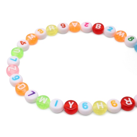 66879 Набор бусин разноцветных с английскими буквами и цифрами, 40г Astra&Craft