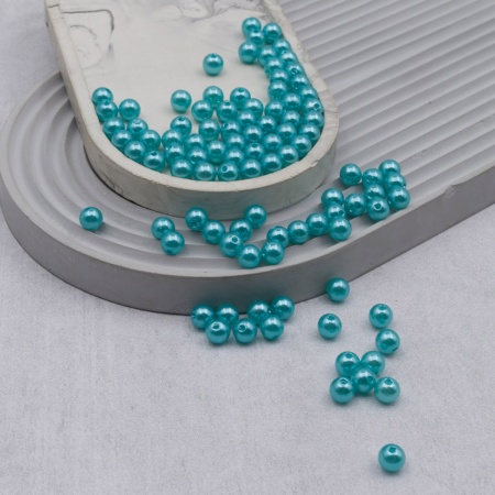 Бусины пластиковые, 'жемчуг', цветные, круглые, 8мм, 25гр, Astra&Craft (029 NL бирюза)