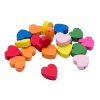 4AR405 Бусины деревянные, цветной микс, сердечки, 15гр, 15шт/упак, Astra&Craft (яркий микс)