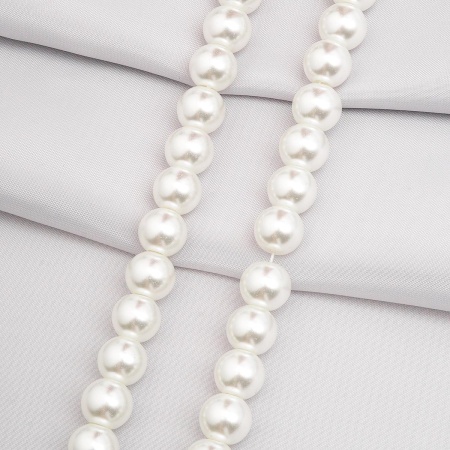 Бусины стеклянные на нитке, 10 мм, длина 40 см, Astra&Craft (SA-01 белый жемчуг)