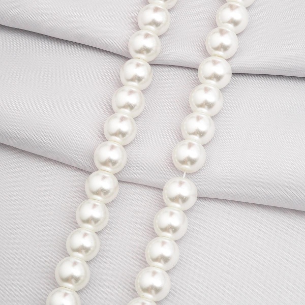 Бусины стеклянные на нитке, 10 мм, длина 40 см, Astra&Craft (SA-01 белый жемчуг)