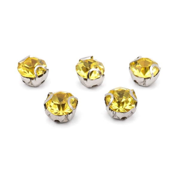 СЦ017НН66 Хрустальные стразы в цапах круглые (серебро) цитрин, 6х6 мм, 20 шт/упак.