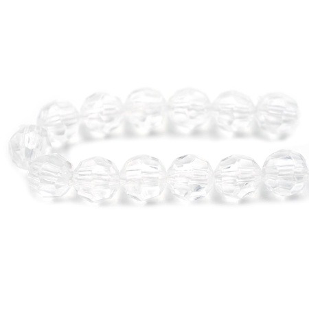 2024 Бусины пластиковые, акрил, прозрач. в цвете, граненые круглые, 10мм, 25гр, Astra&Craft (1 прозрачный)