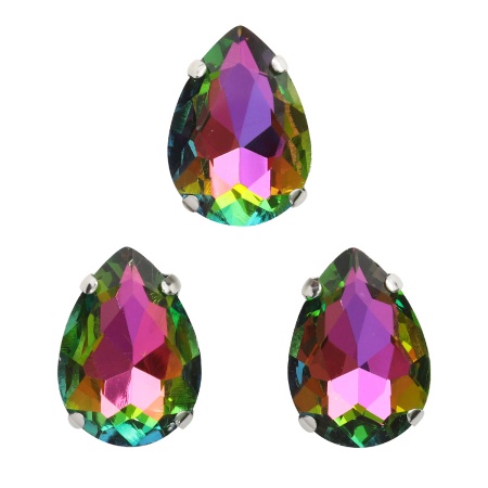 АЦ003НН1318 Хрустальные стразы в цапах формы 'капля', радужный 13х18 мм, 3 шт.