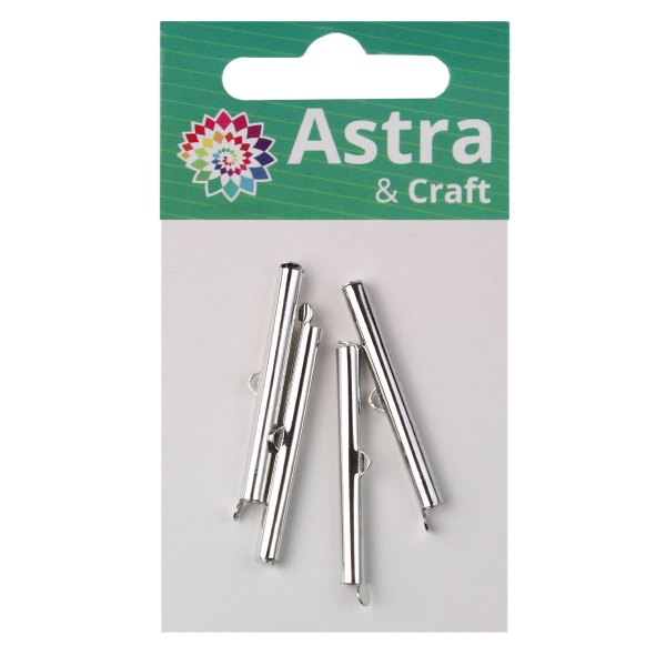 4AR2036 Концевик для бисерного полотна, 40 мм, 4 шт/упак, Astra&Craft (никель)