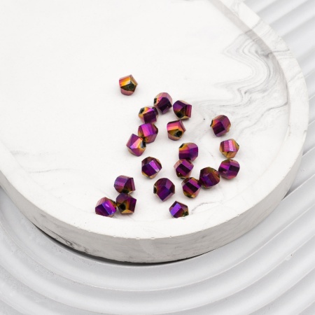 11332 Бусины стеклянные, гальваника, граненые, спираль, 6мм, 20шт/упак (4-фиолет)