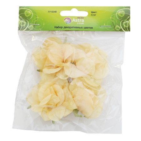 MH1-249 Набор декоративных цветов D=5,5*2,5см, 4шт, Astra&Craft (F237 шампань)