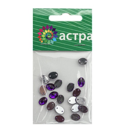 Стразы пришивные, акриловые, 6*8мм, 20шт/упак (овальные) Astra&Craft (22 т.пурпур)