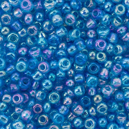 Бисер, (стекло), 11/0, упак./20 гр., Astra&Craft (163 св.голубой/прозр.радужный)