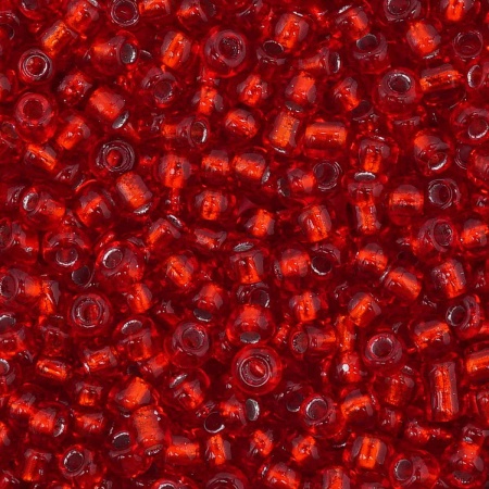 Бисер, (стекло), 11/0, упак./20 гр., Astra&Craft (25 красный/прозр.серебрист.центр(круг.отв.))
