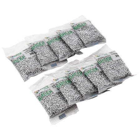 Бисер, (стекло), 11/0, упак./20 гр., Astra&Craft (M911 серебро/непрозрачный, матовый)