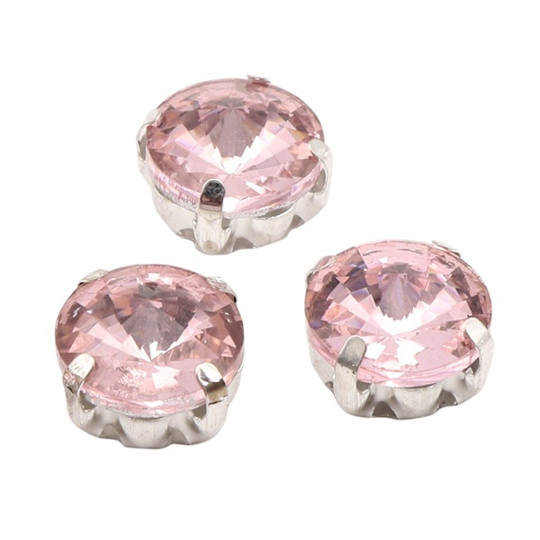 РЦ010НН10 Хрустальные стразы в цапах круглой формы, розовый 10 мм, 5 шт. Astra&Craft