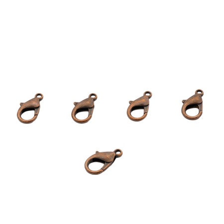 4AR235 Замок для бус карабин 14мм, 5шт/упак, Astra&Craft (Медь)