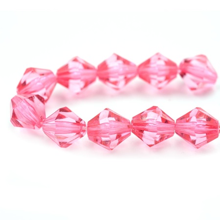 2018 Бусины пластиковые, акрил, прозрач. в цвете, граненый биконус, 10мм, 25гр, Astra&Craft (5 малиновый)
