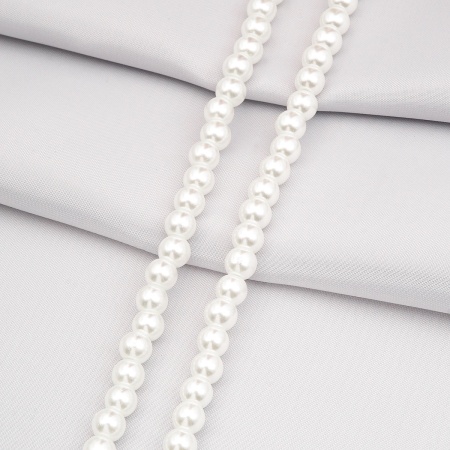 Бусины стеклянные на нитке, 6 мм, длина 40 см, Astra&Craft (SA-01 белый жемчуг)