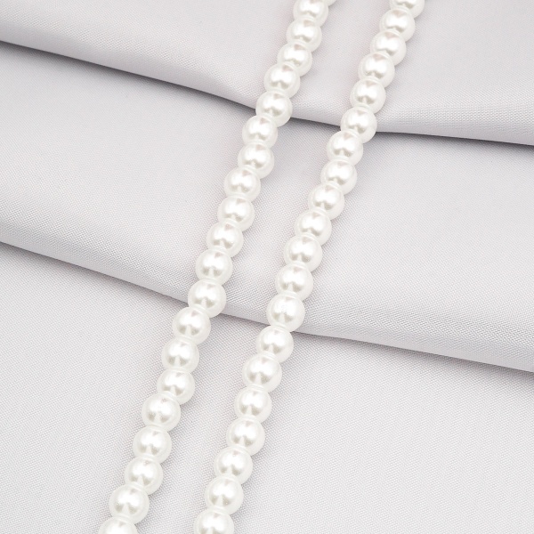 Бусины стеклянные на нитке, 6 мм, длина 40 см, Astra&Craft (SA-01 белый жемчуг)