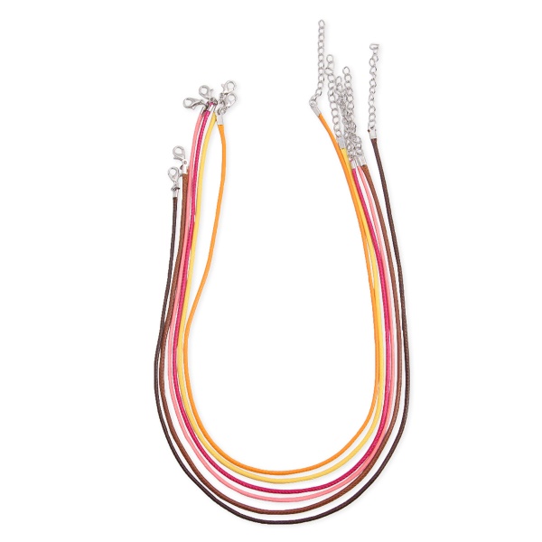 Набор вощенных шнуров с карабином для украшений 45см d-2мм 6шт