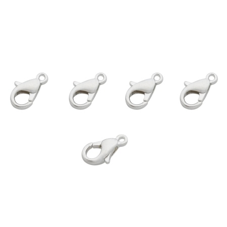 4AR233 Замок для бус карабин 10мм, 5шт/упак, Astra&Craft (Серебро)