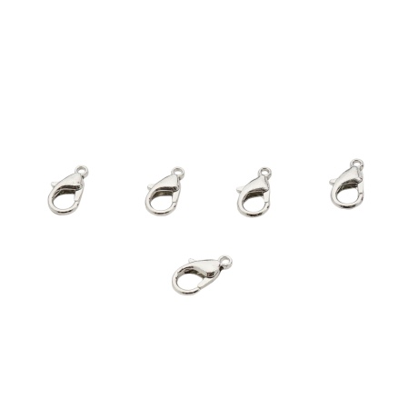 4AR234 Замок для бус карабин 12мм, 5шт/упак, Astra&Craft (Никель)