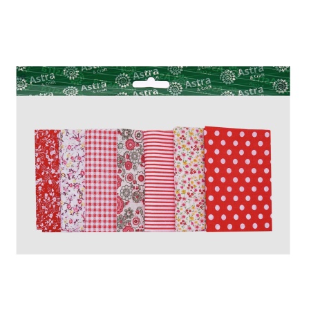 PAT07-05 Набор тканей 'Красный микс' (100% хлопок), 50*50см, 7 шт/упак, Astra&Craft