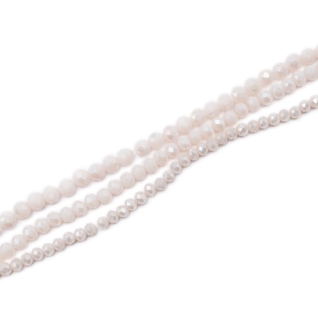 Бусины стеклянные на нитке, граненые, рондели, 3 нити длиной 38(+/-1)см микс 2.3.4мм, Astra&Craft (73 АВ кремовый АВ)