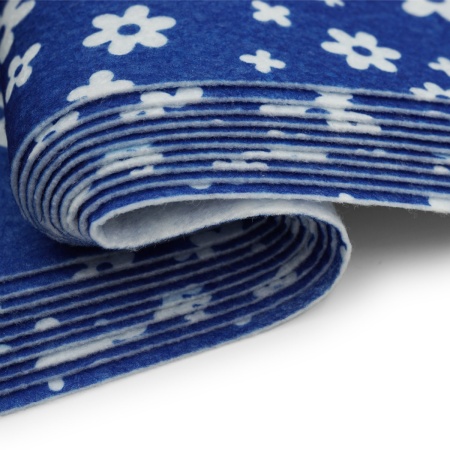 Фетр листовой мягкий с рисунком 'Цветочки', 1.0мм, 20х27см, 10 шт/упак, Astra&Craft (AF873/YF703 василек)