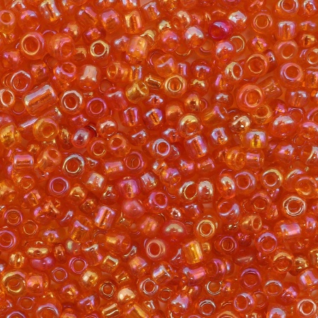 Бисер, (стекло), 11/0, упак./20 гр., Astra&Craft (169В т. оранжевый/прозрачный, радужный)