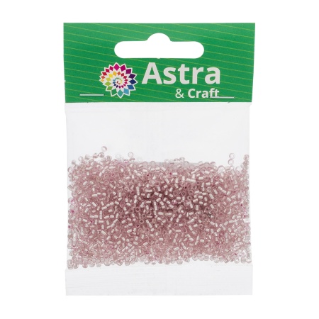 Бисер, (стекло), 11/0, упак./20 гр., Astra&Craft (1103 св. розовый/прозрачный)