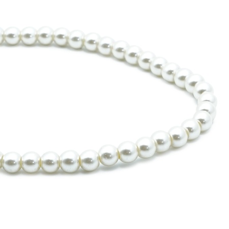 Бусины стеклянные на нитке, 8 мм, длина 40 см, Astra&Craft (SA-06 жемчужный)