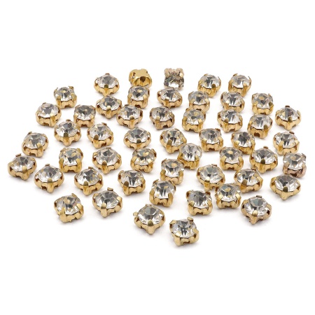 4AR159 /166 Хрустальные стразы в цапах/золото, 4мм, 50шт/упак, Astra&Craft (прозрачный)
