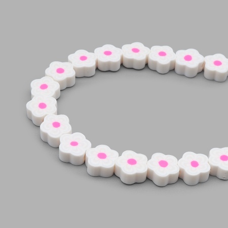 ZZ1346 Бусины из полимерной глины 'Цветочек белый', 50шт/упак, Astra&Craft