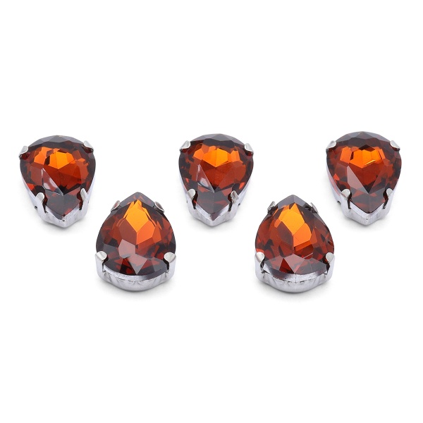 АЦ026НН1014 Хрустальные стразы в цапах формы 'капля', янтарный 10х14мм, 5шт