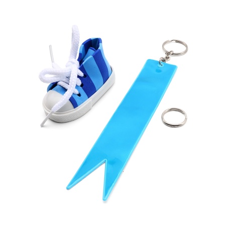 Брелок самосборный Кеды со светоотражающей подвеской 'флажок', сине-голубой