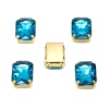 ПЦ008НН1014 Хрустальные стразы в цапах прямоугольные (золото) ярко-голубой 10*14мм, 5шт/упак Astra&Craft
