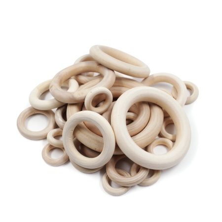 Набор деревянных неокрашенных колец, 2-7 см, 33 шт, Astra&Craft